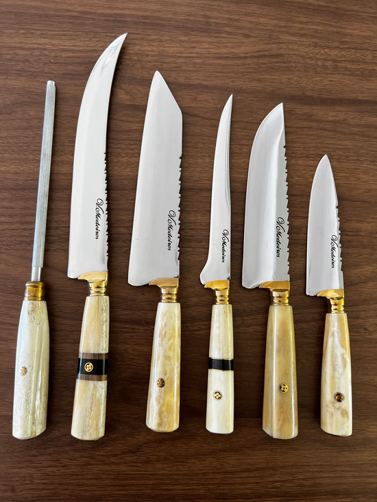 Knife Set of Ostrich Bone Handles SS440